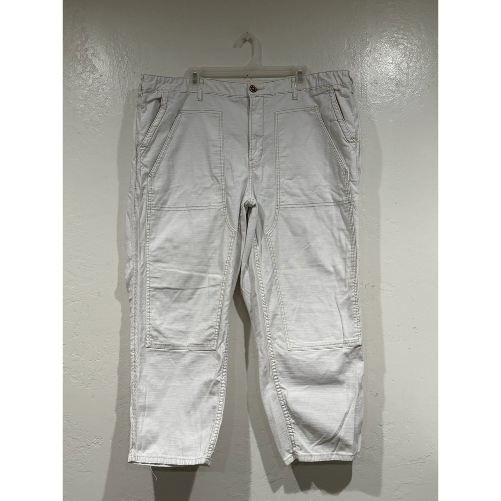 Pilcro Anthropologie The Roamer White Utility Carpenter Pants 18W High Rise - Picture 2 of 8